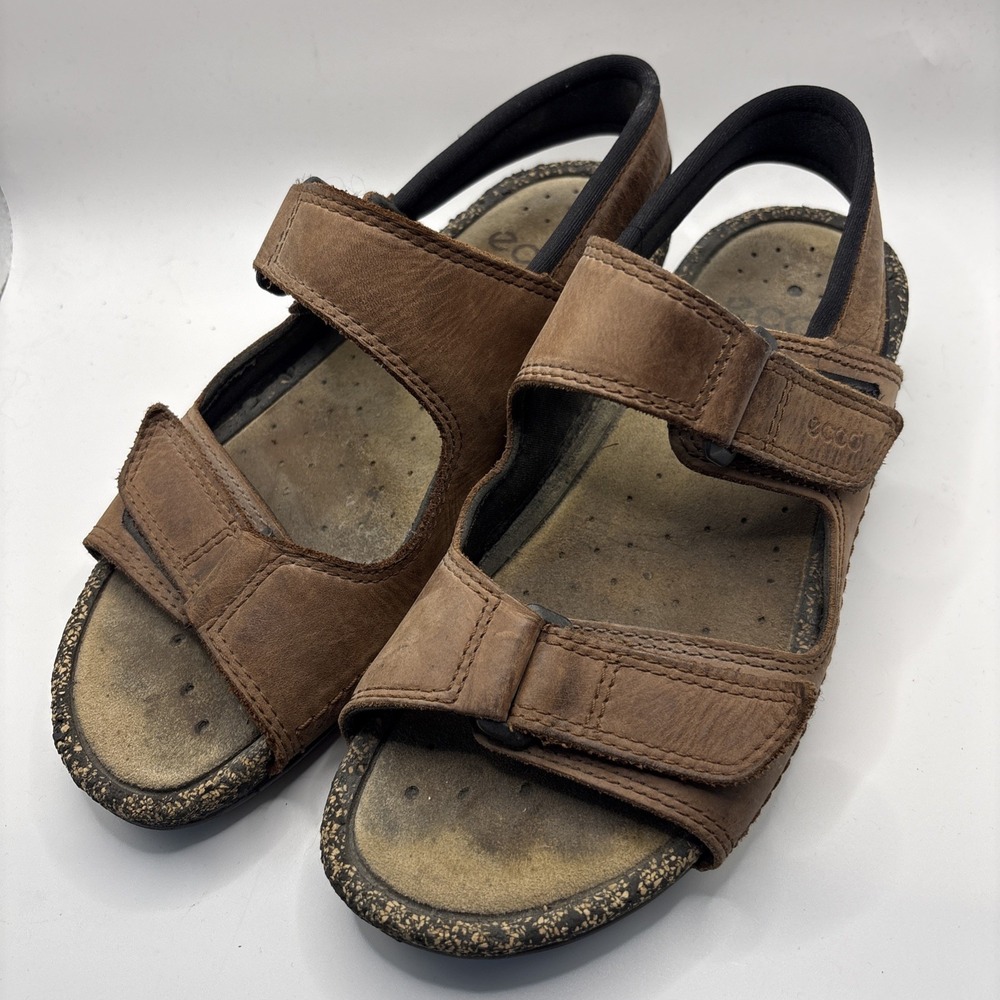 ECCO Cosmo Open Toe Women Brown Sandals Sz 8-8.5 /39 Nubuck Leather Cork Outdoor